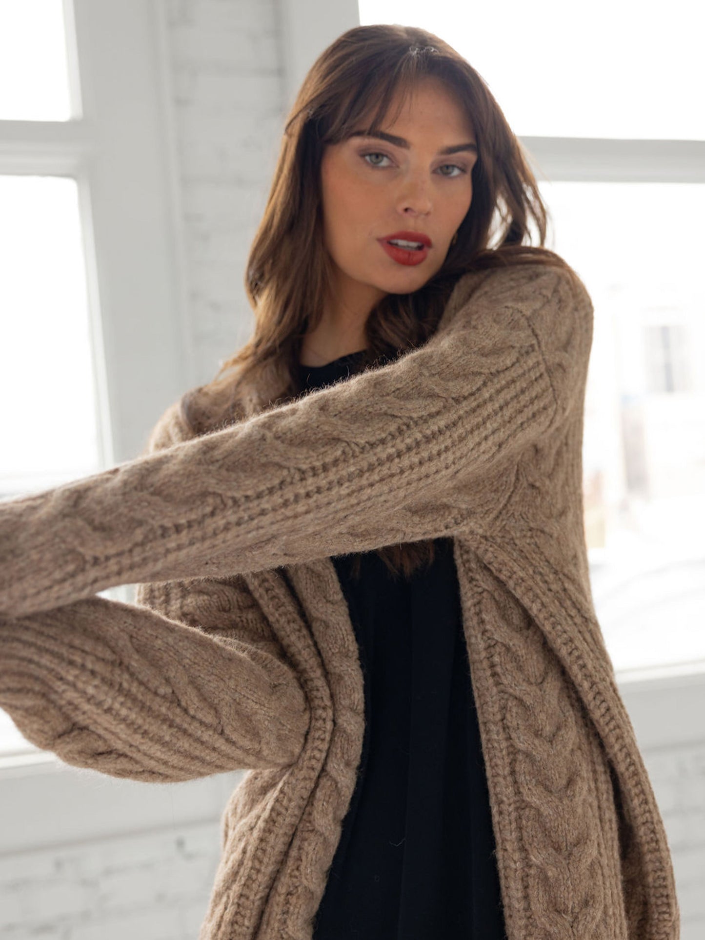 Oversized Cable Knit Cardigan