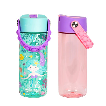 Elemental Splash 18oz Pop Bottle 2 Pack -  Mermaid & Rose