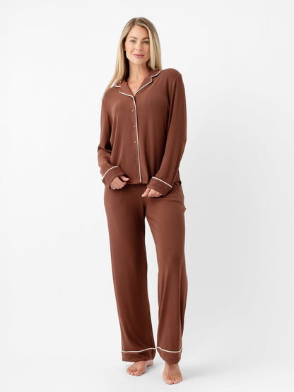 Women's Bamboo Rib-Knit Classic Long Sleeve Pajama Set