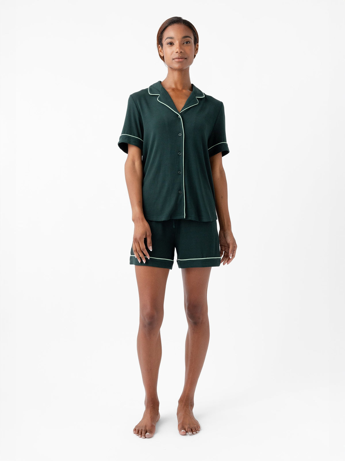 Rib-Knit Classic Short Sleeve Pajama Set