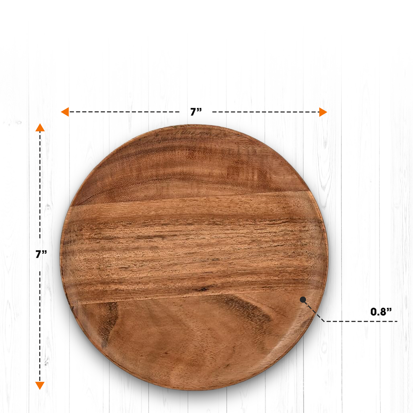Cheer Collection Set of 4 Premium Teak Wood Dinner Plates – Rustic Elegance for Every Meal
