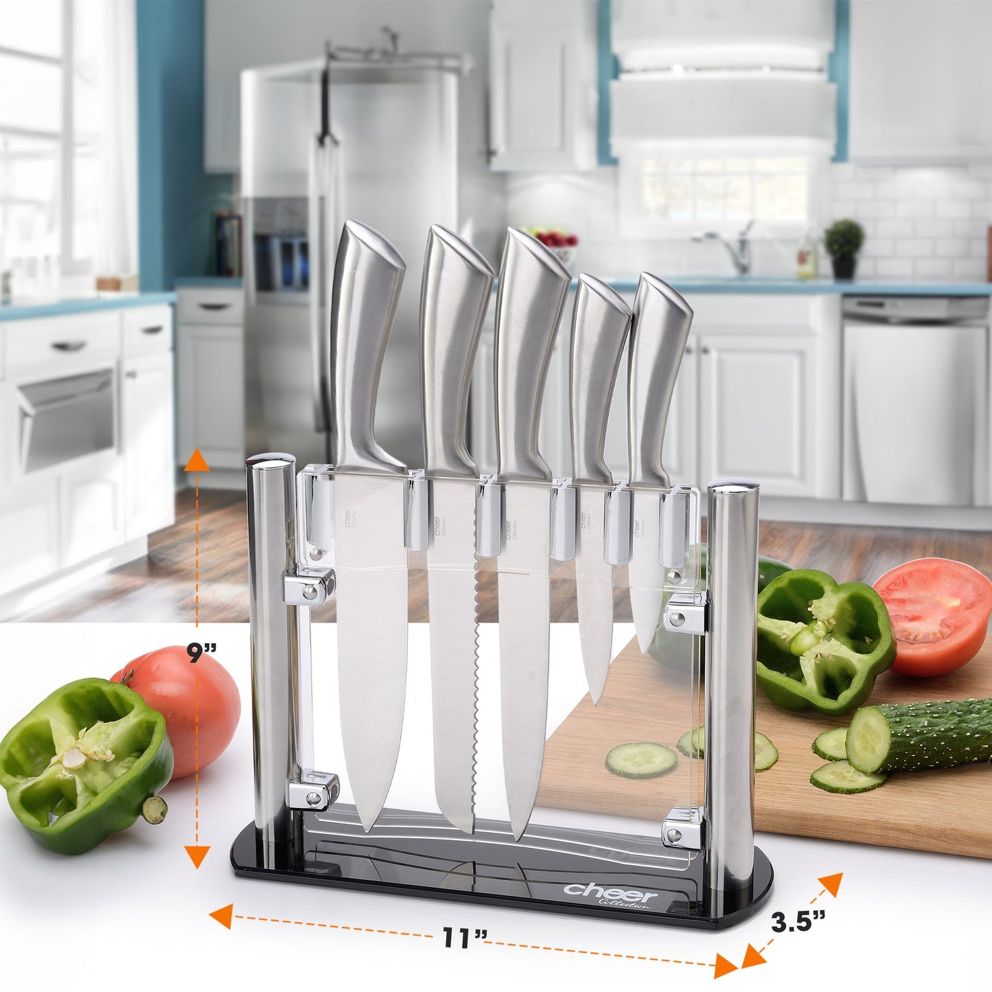 Cheer Collection 6pc Stainless Steel Kitchen Knife Set