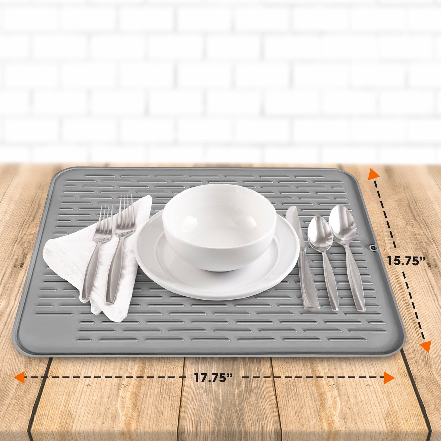 Cheer Collection Silicone Dish Drying Mat for Kitchen Counter, Silicone Drying Pad and Trivet for Dishes, Dishwasher Safe and Heat Resistant