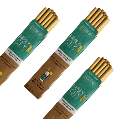 Tall Reusable Reed Straw Bundle - 3 Pack by Holy City Straw Company