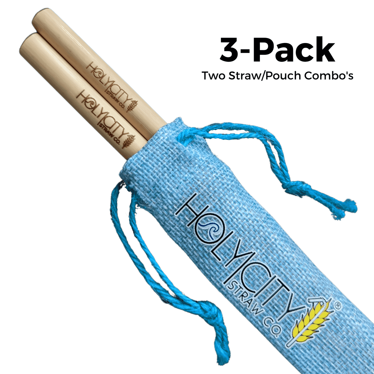 Two Straw/Pouch Combo - Holy City Straw Co. - 3 Pack by Holy City Straw Company