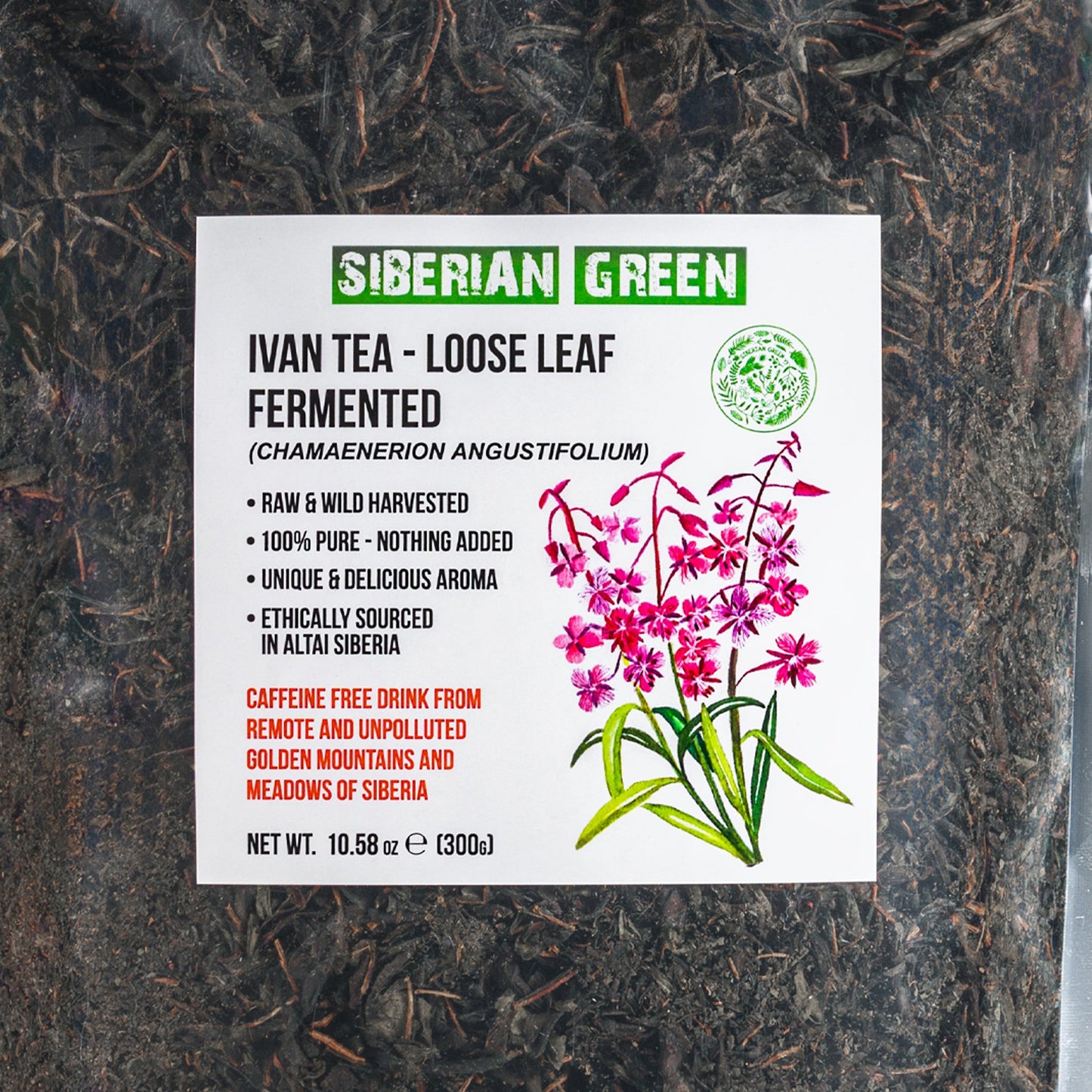 Siberian Green Ivan Tea 300g (10.58 oz) Fermented Loose Leaves Wild Harvested Altai Mountains Ivan-Chai