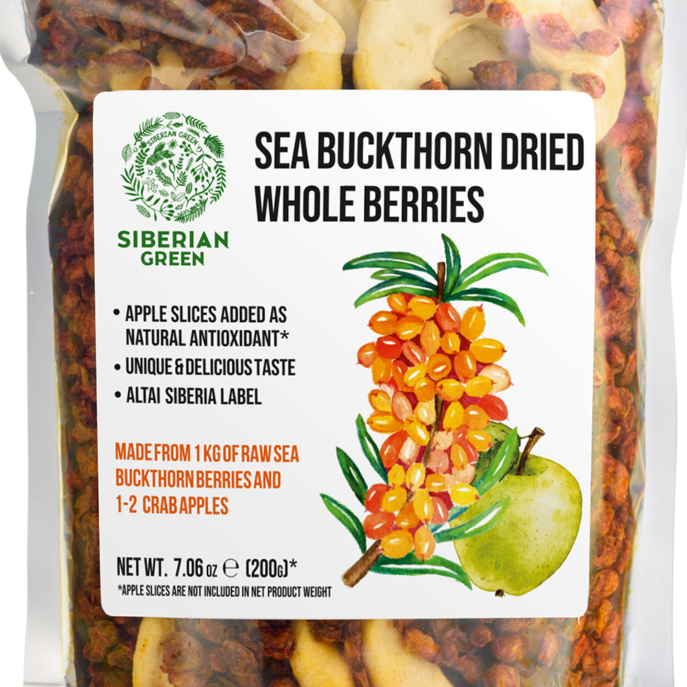 Sea Buckthorn Berries with Apple Slices – A Nutrient-Packed Superfood (200 g)