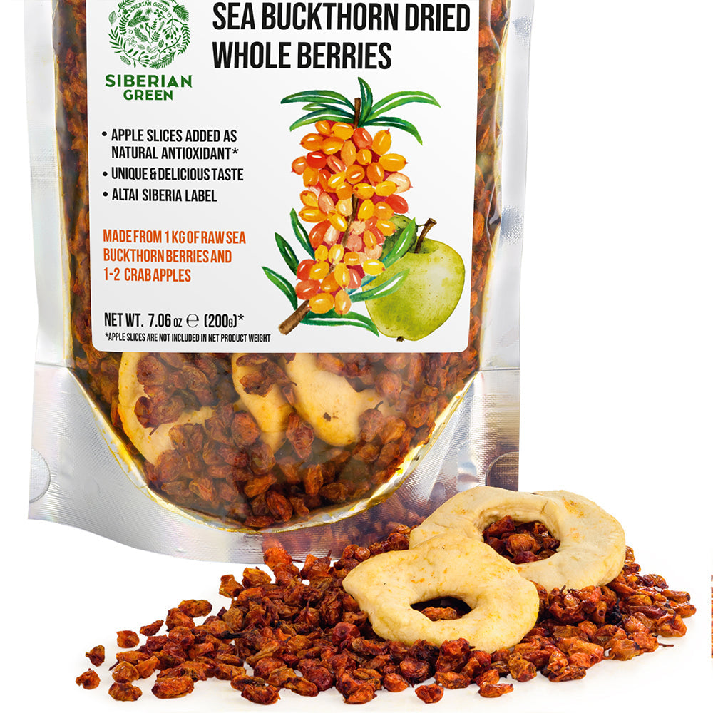 Sea Buckthorn Berries with Apple Slices – A Nutrient-Packed Superfood (200 g)