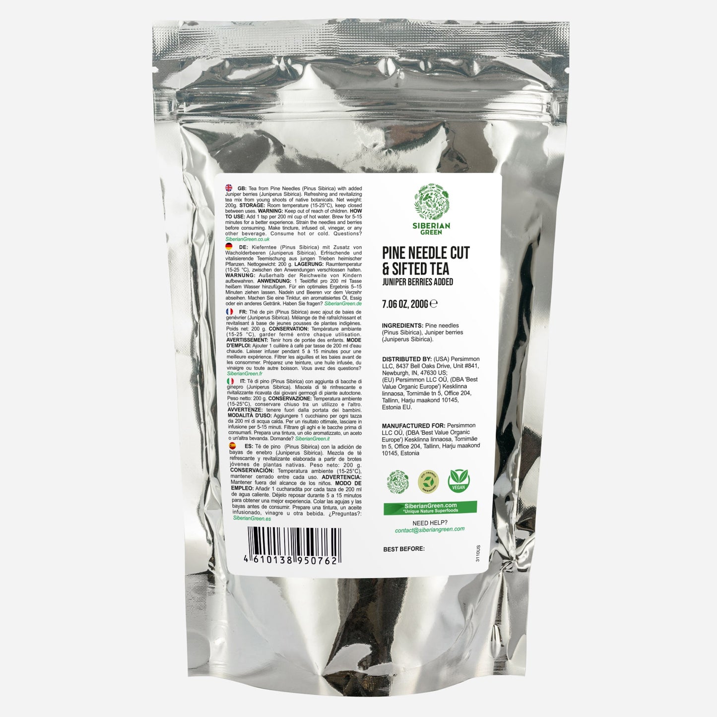 White Pine Needle Tea Loose Powder with Juniper Berries 200g – 100% Natural & Organic from Siberian Green