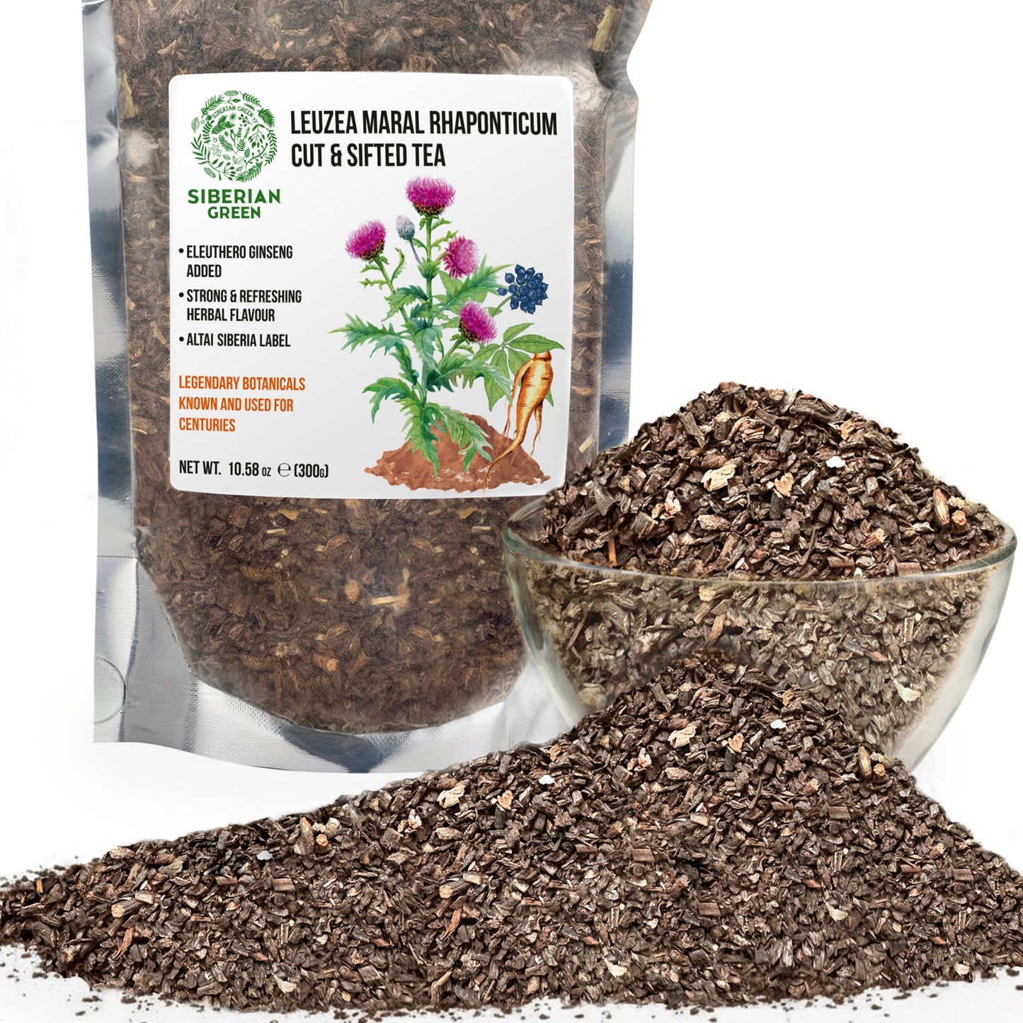 Maral Leuzea Root with Eleuthero Siberian Ginseng - 100% Natural Powder