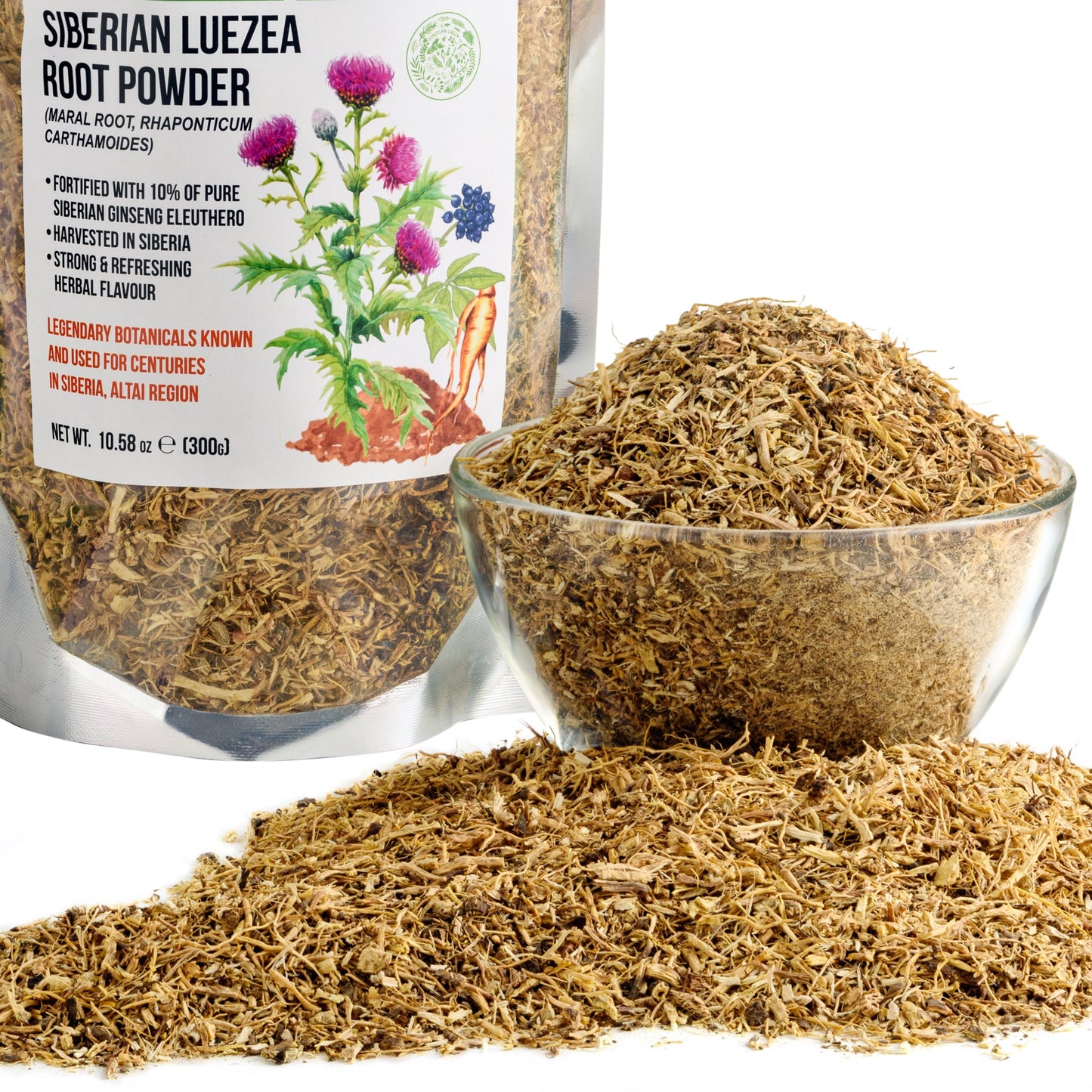 Maral Leuzea Root with Eleuthero Siberian Ginseng - 100% Natural Powder