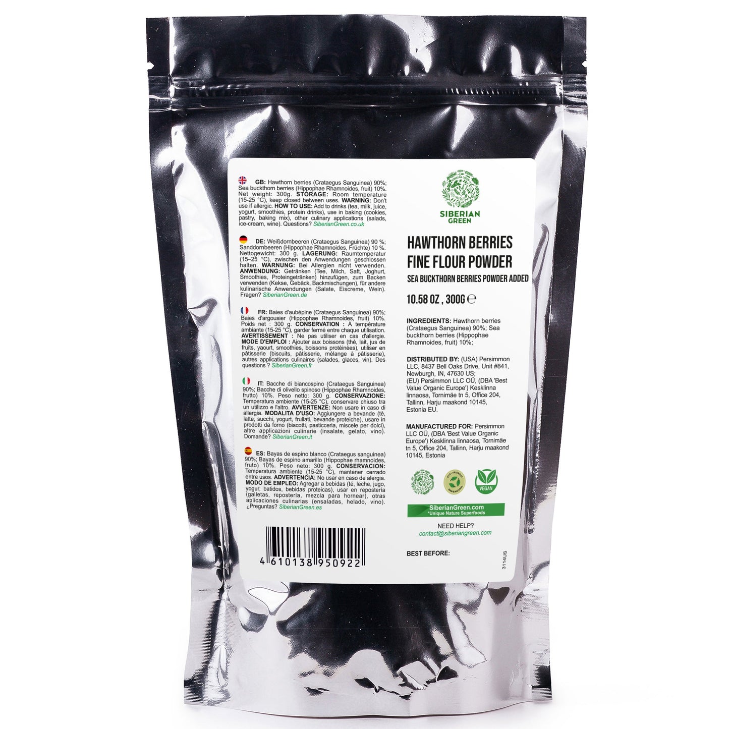 Siberian Hawthorn Powder with Sea Buckthorn – 300g