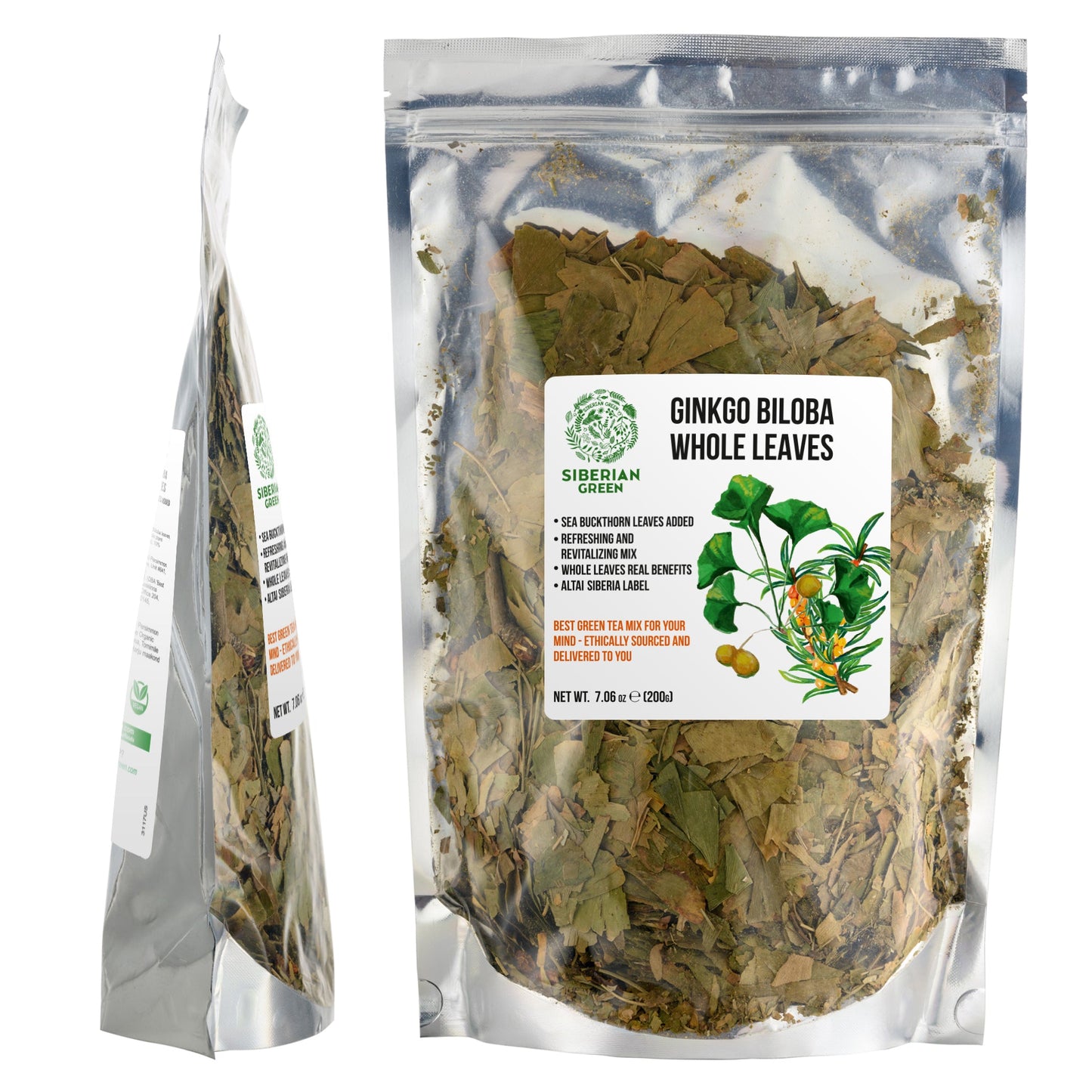 Organic Ginkgo Leaf Tea – 200g Premium Ginkgo Biloba Leaves with Sea Buckthorn