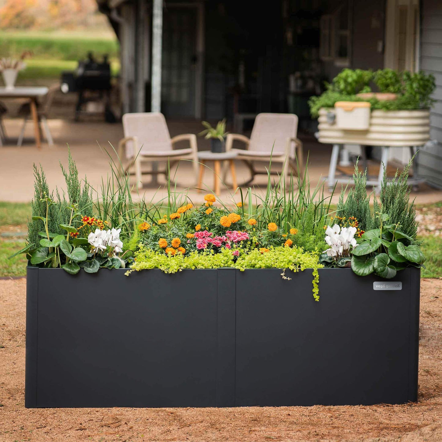 32" Extra Tall Modern L Shape Metal Raised Garden Bed