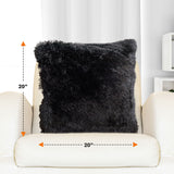 Cheer Collection Shaggy Long Hair Throw Pillows - Super Soft and Plush Faux Fur Accent Pillows - 20 x 20 inches - Set of 2
