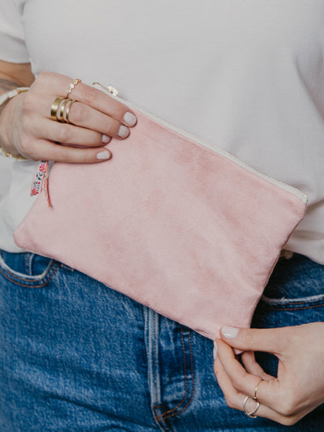 Pink Fleur Vegan Suede Purse by Ash & Rose