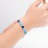 Stainless Steel Energy Bracelet 4-in-1. Silver/Blue Color. Model SY368N