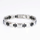 Stainless Steel Energy Bracelet 4-in-1. Silver/Black color. Model SY370D