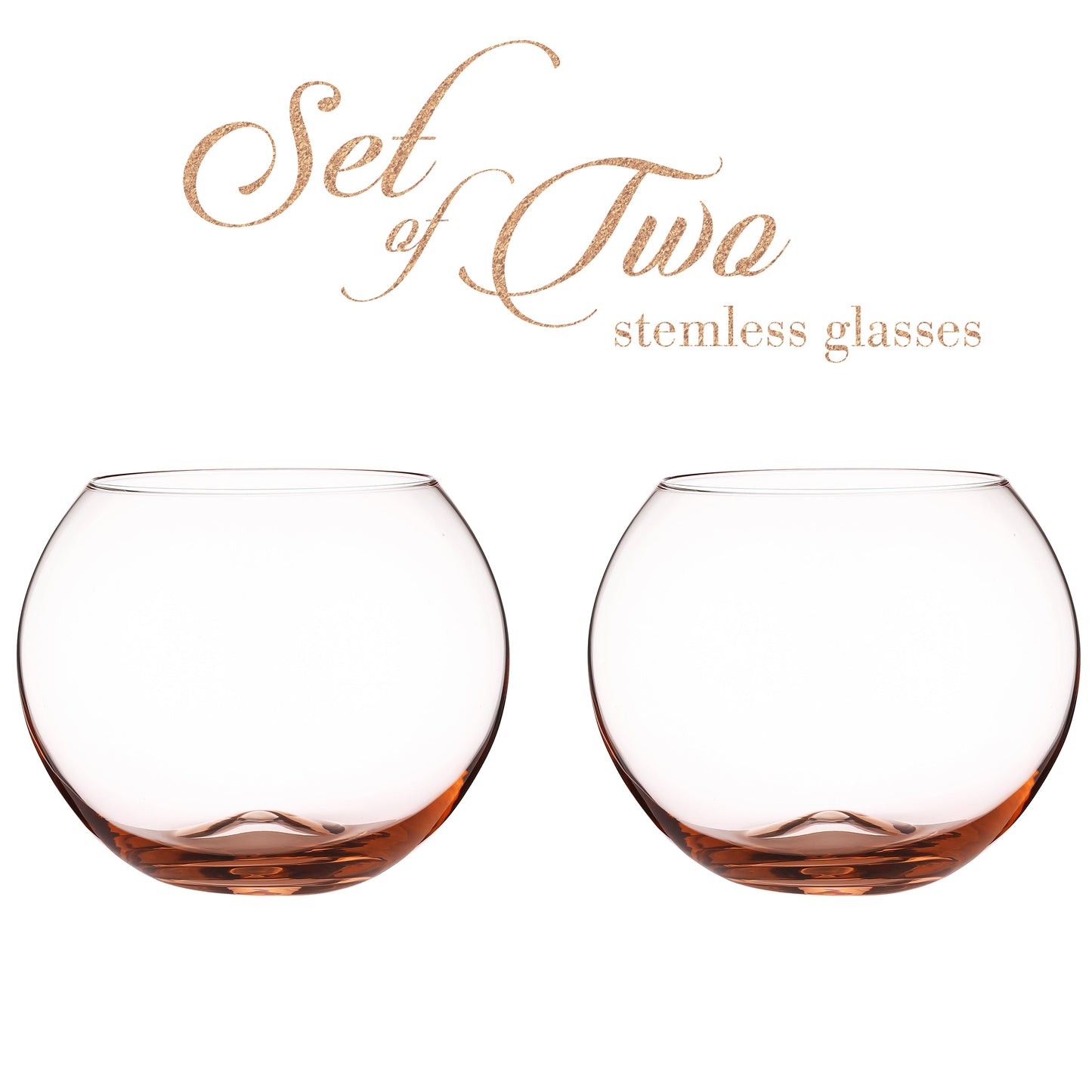 Berkware Set of 2 Sparkling Colored Stemless Wine Glass