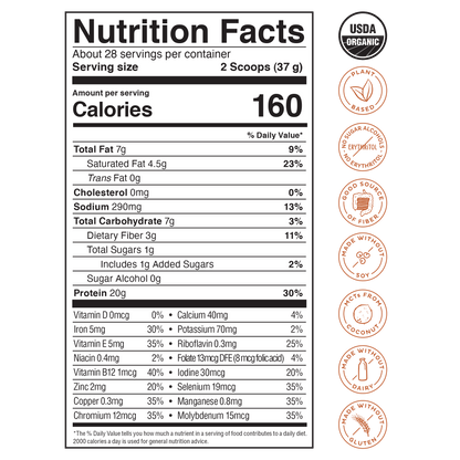 KOS Organic Plant Protein, Salted Caramel Coffee, 28 servings