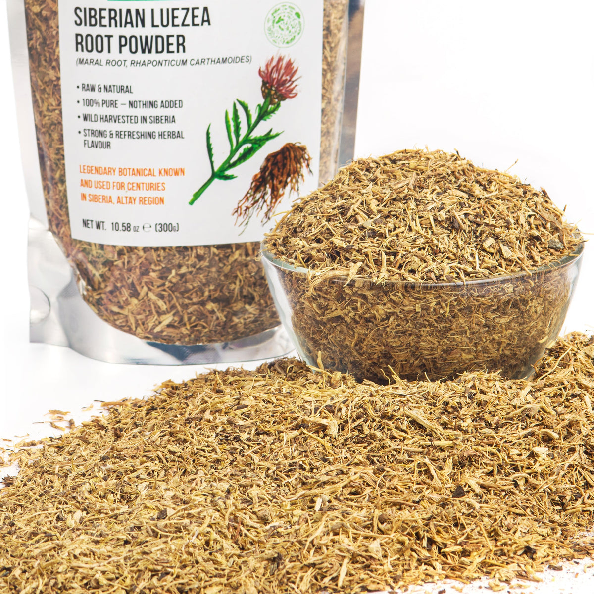 Leuzea Root Tea Loose Powder 300g (10.58oz) Wild Harvested Maral Rhaponticum carthamoides from Altai