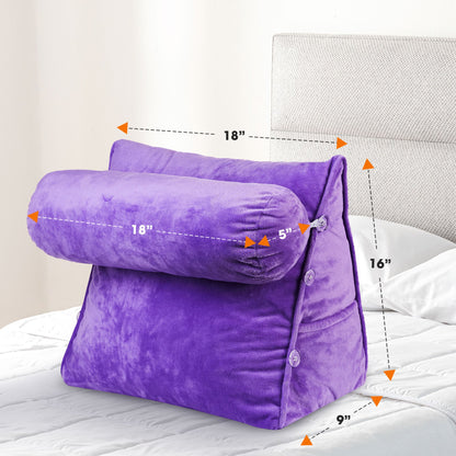 Cheer Collection Wedge Shaped Back Support Pillow and Bed Rest Cushion for Reading, Gaming, Watching - with Adjustable Neck Pillow