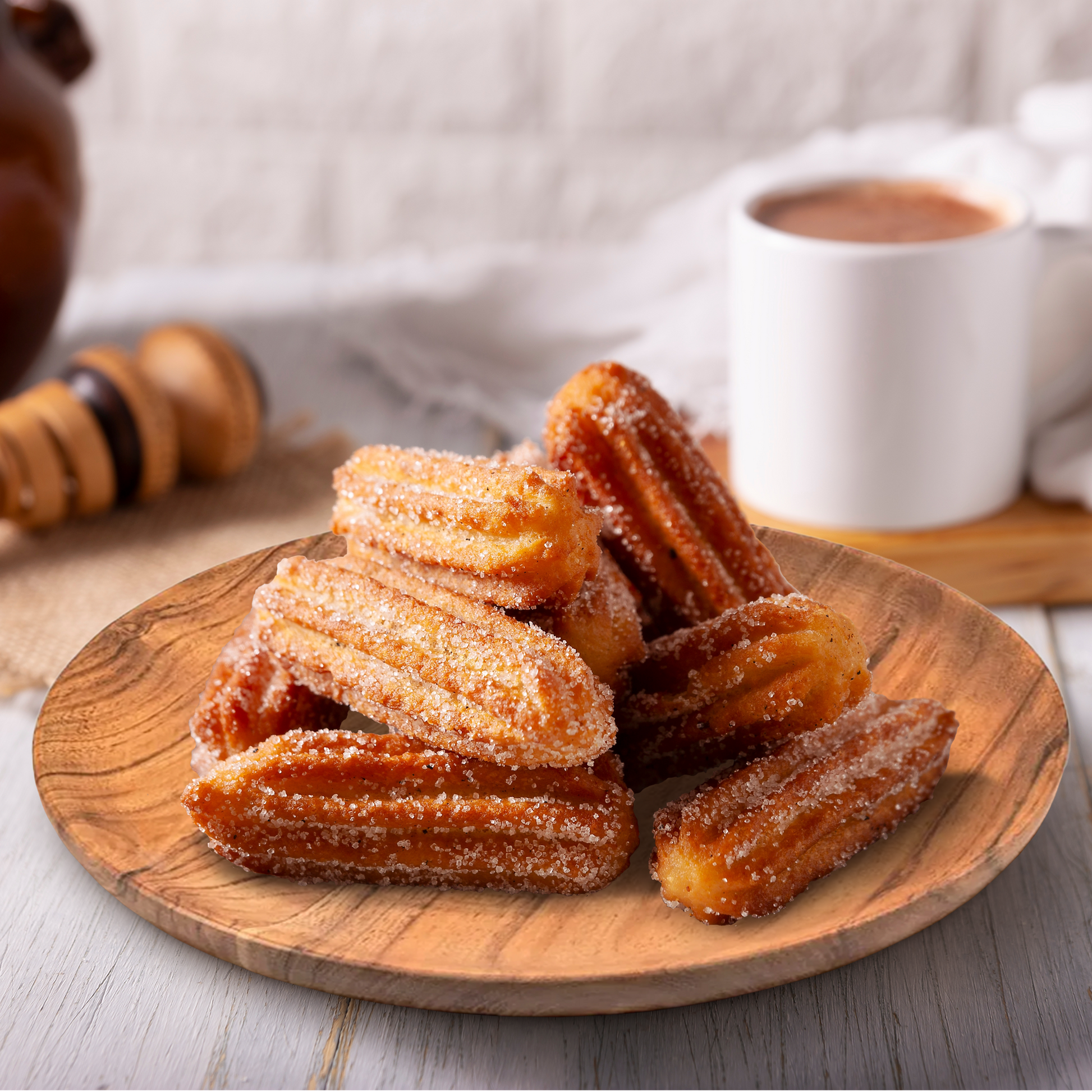 Cheer Collection Set of 4 Premium Teak Wood Dinner Plates – Rustic Elegance for Every Meal