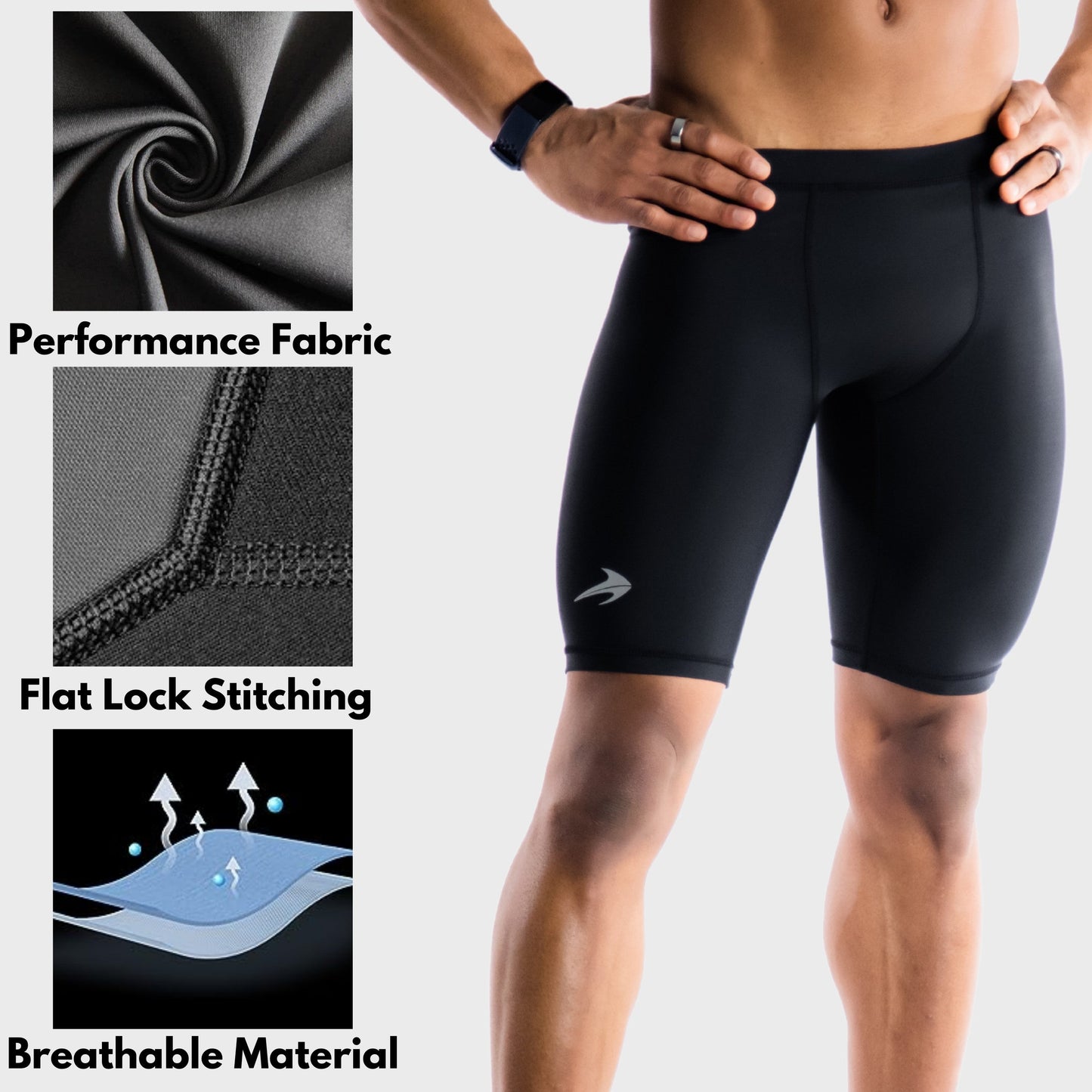 Men's 9" Compression Shorts - Black