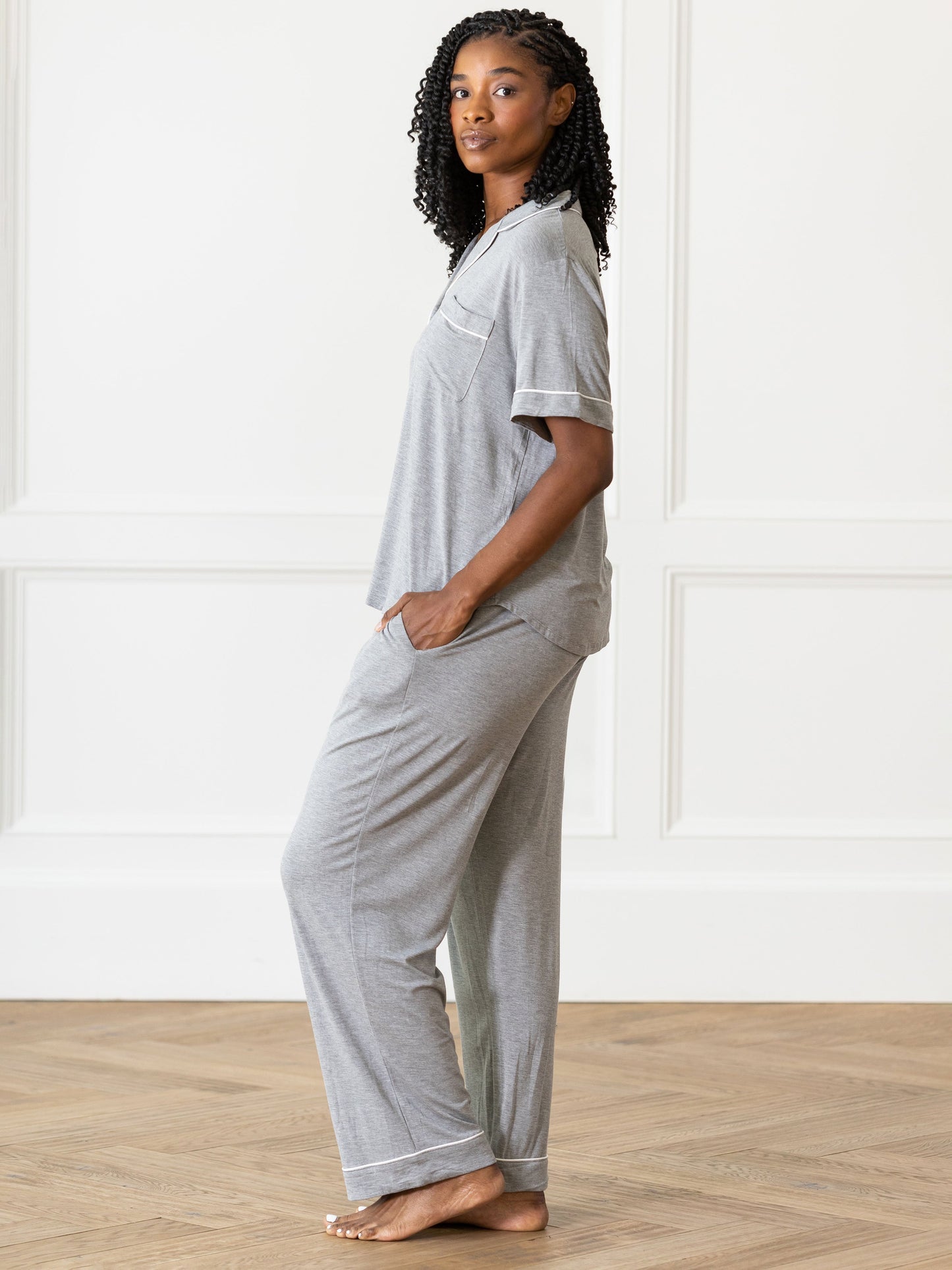 Women's Stretch-Knit Short Sleeve & Pant Bamboo Pajama Set