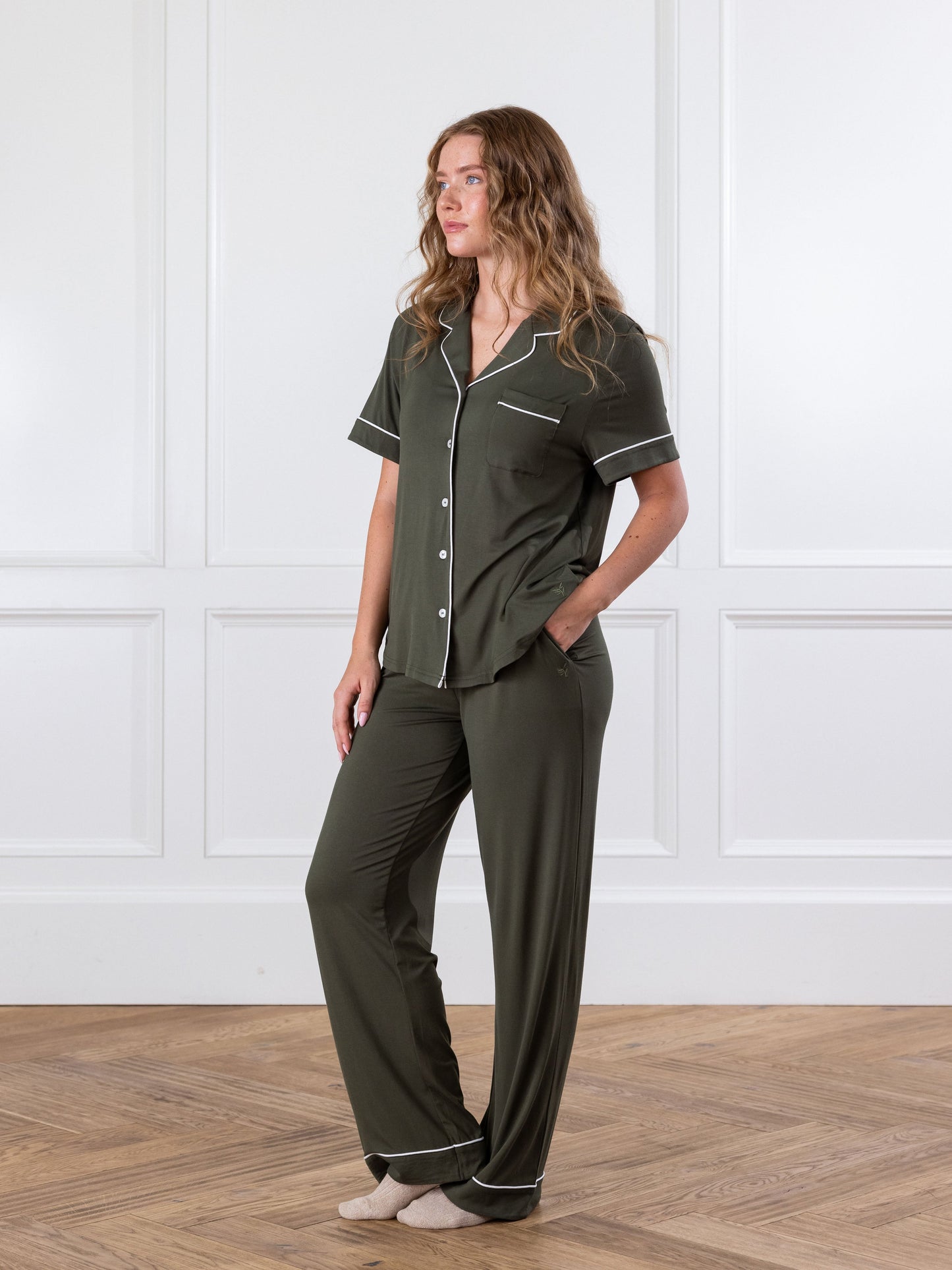 Women's Stretch-Knit Short Sleeve & Pant Bamboo Pajama Set