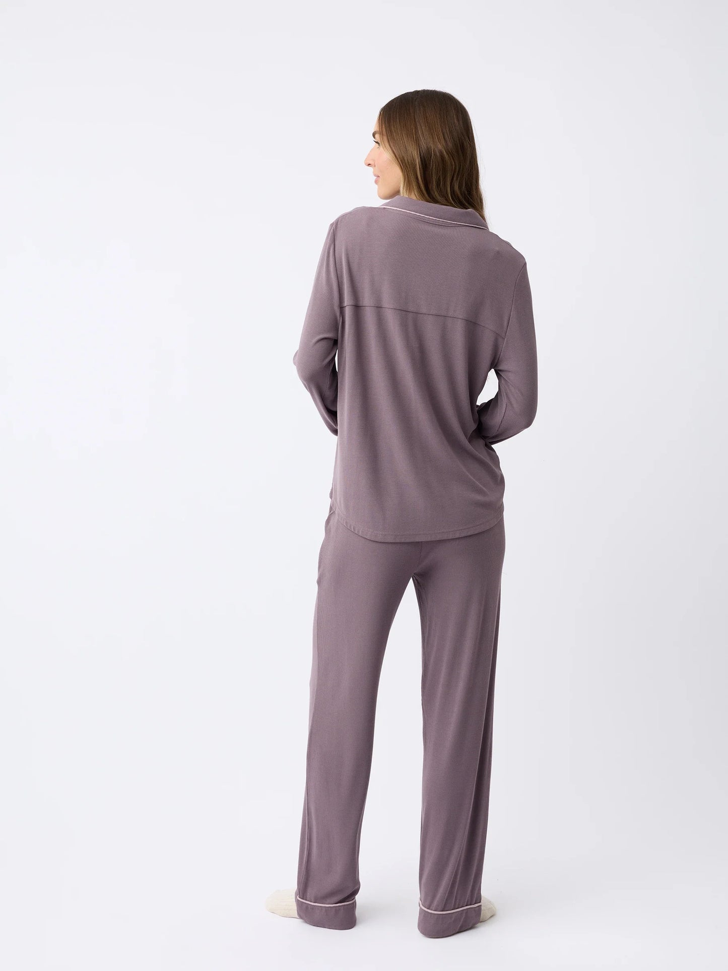 Women's Bamboo Rib-Knit Classic Long Sleeve Pajama Set