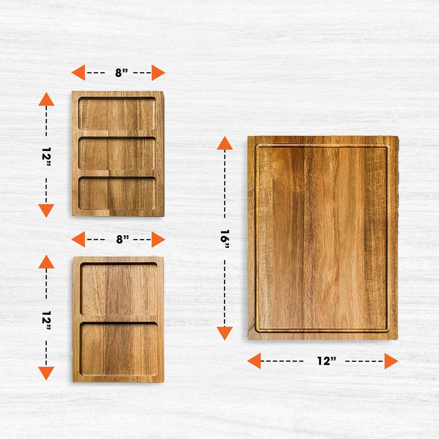 Cheer Collection Premium Acacia Wood Cutting Board with Integrated Magnetic Trays