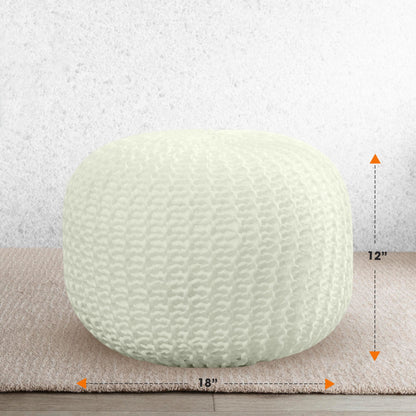 Cheer Collection 18" Round Pouf Ottoman - Chunky Hand-Knit Decorative and Comfortable Foot Rest