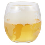 Berkware Globe Etched Whiskey Decanter With Interior Hand-Crafted Glass Ship and 2 Cups Set with Wood Base