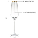 Berkware Tall Champagne Flutes with Gold tone Rim