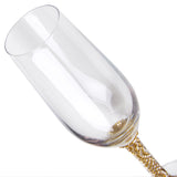 Berkware Champagne Glasses Set of 2 - Luxurious Crystal Champagne Flutes - Elegant Rhinestone Embellished Stem - Two Gold tone Champagne Glasses for toasting