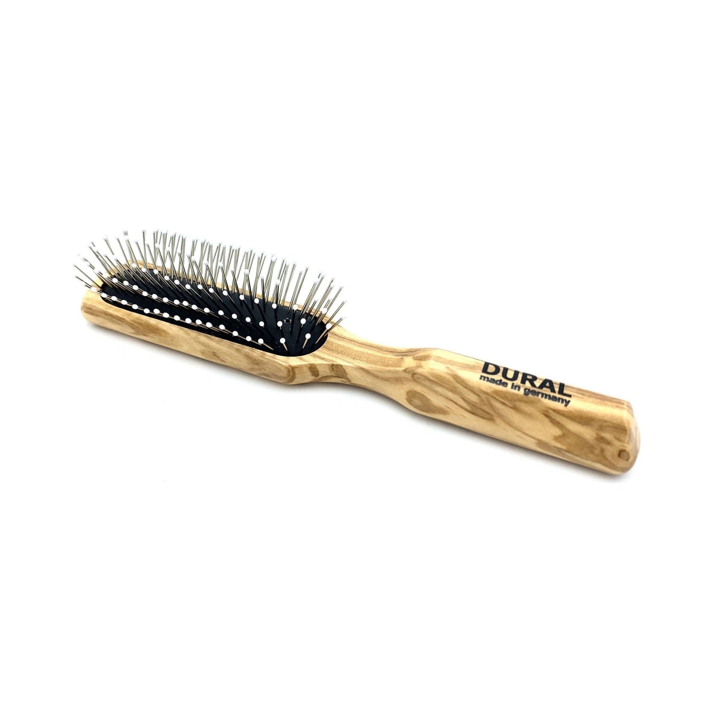 Dural Hair Brush For Styling & Care Rubber Cushion Steel Pins With Plastic Tips Olive Wood