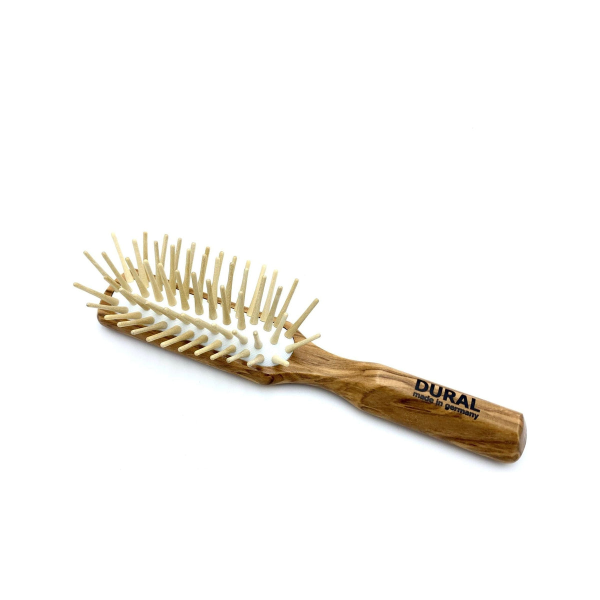 Dural Hair Brush For Styling & Care Rubber Cushion With Long Wooden Pins Olive Wood