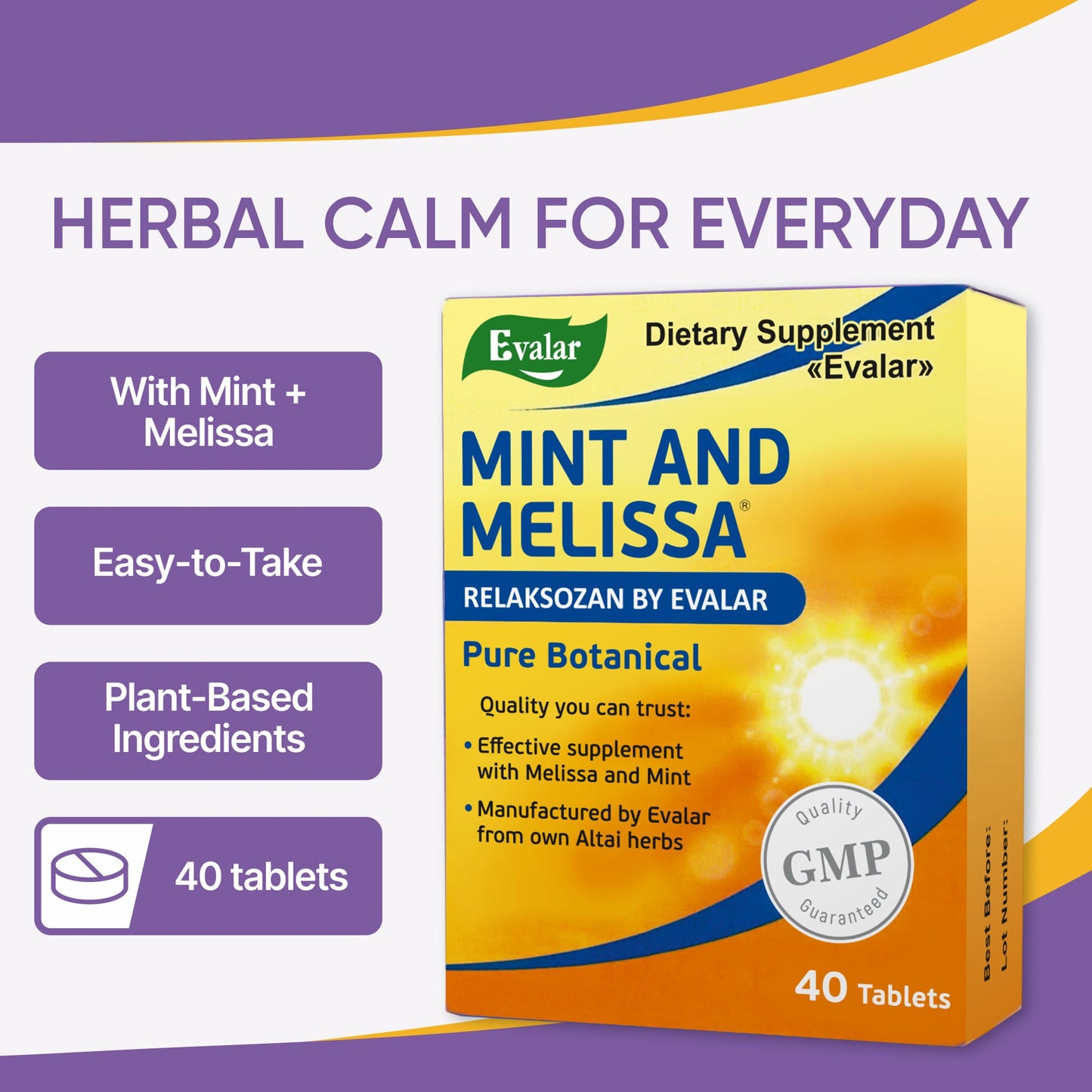 Mint Melissa Herbs by Evalar 40 Tabs