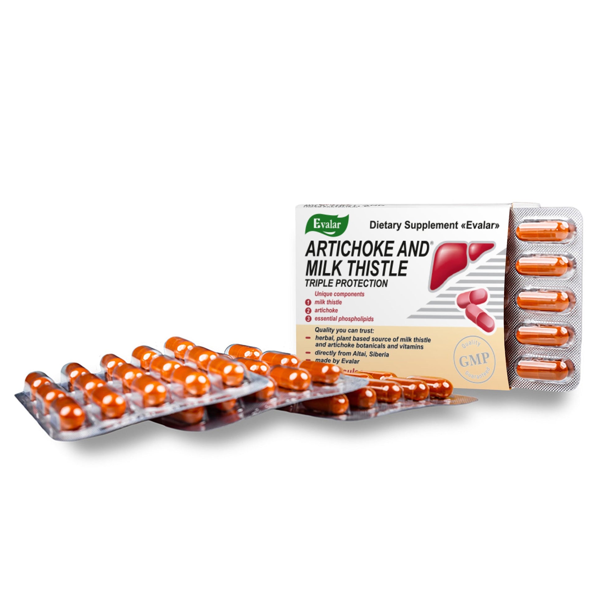 Milk Thistle Artichoke Herbs with Vitamins by Evalar 60 Tabs