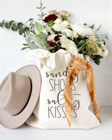 Sandy Shoes and Salty Kisses Cotton Canvas Tote Bag by The Cotton & Canvas Co.