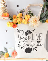 Beer, Lime and Tan Lines Cotton Canvas Tote Bag by The Cotton & Canvas Co.