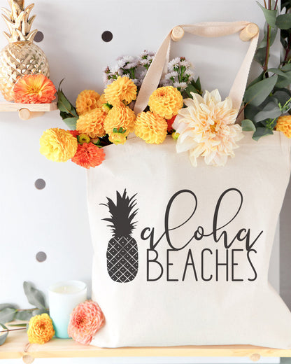 Aloha Beaches Cotton Canvas Tote Bag by The Cotton & Canvas Co.