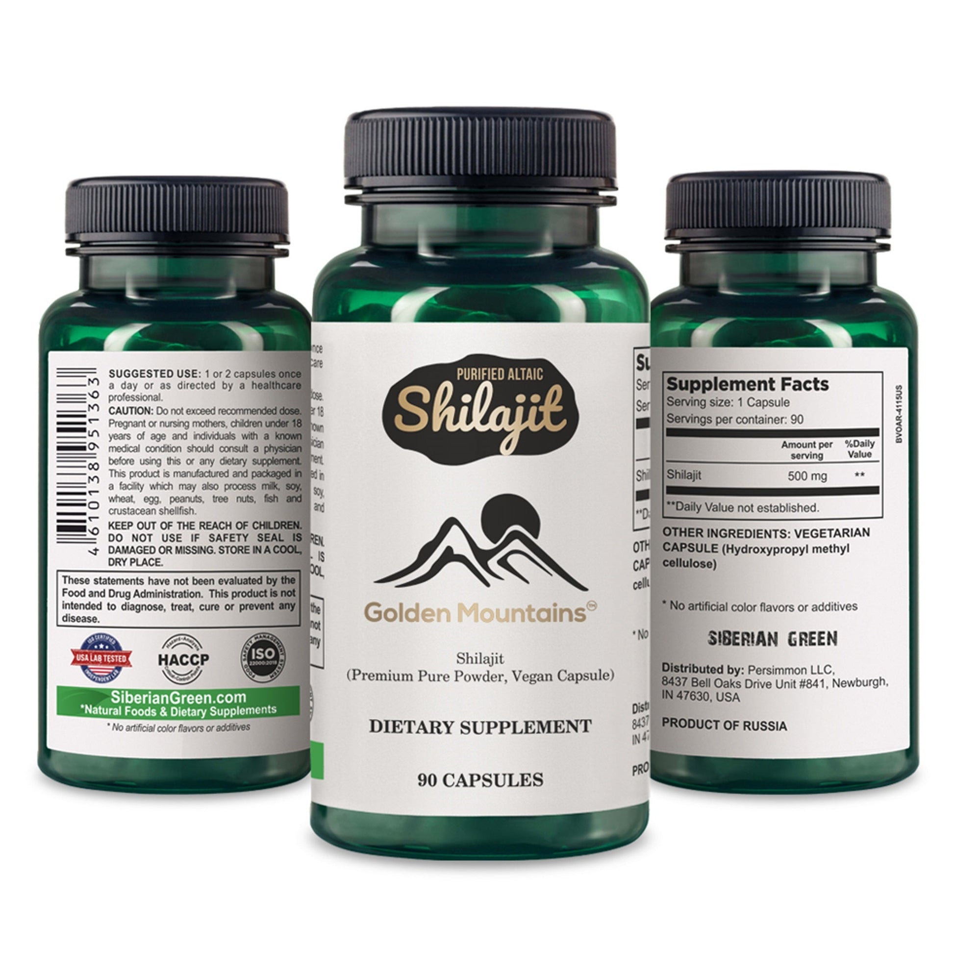 Golden Mountains Shilajit Vegan Capsules – 500mg | 90 Count