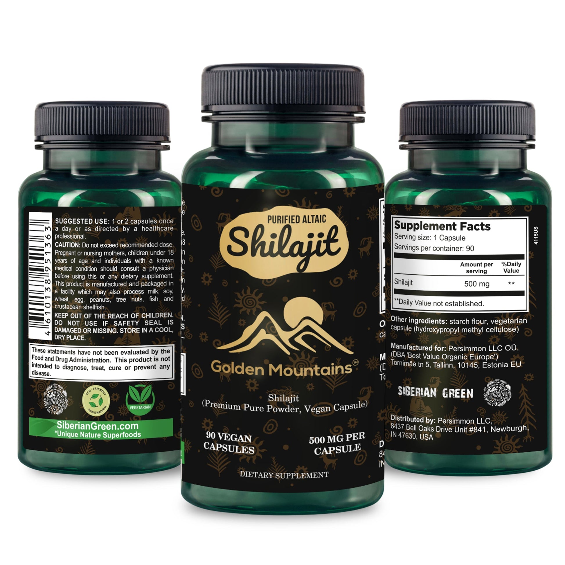 Golden Mountains Shilajit Vegan Capsules – 500mg | 90 Count
