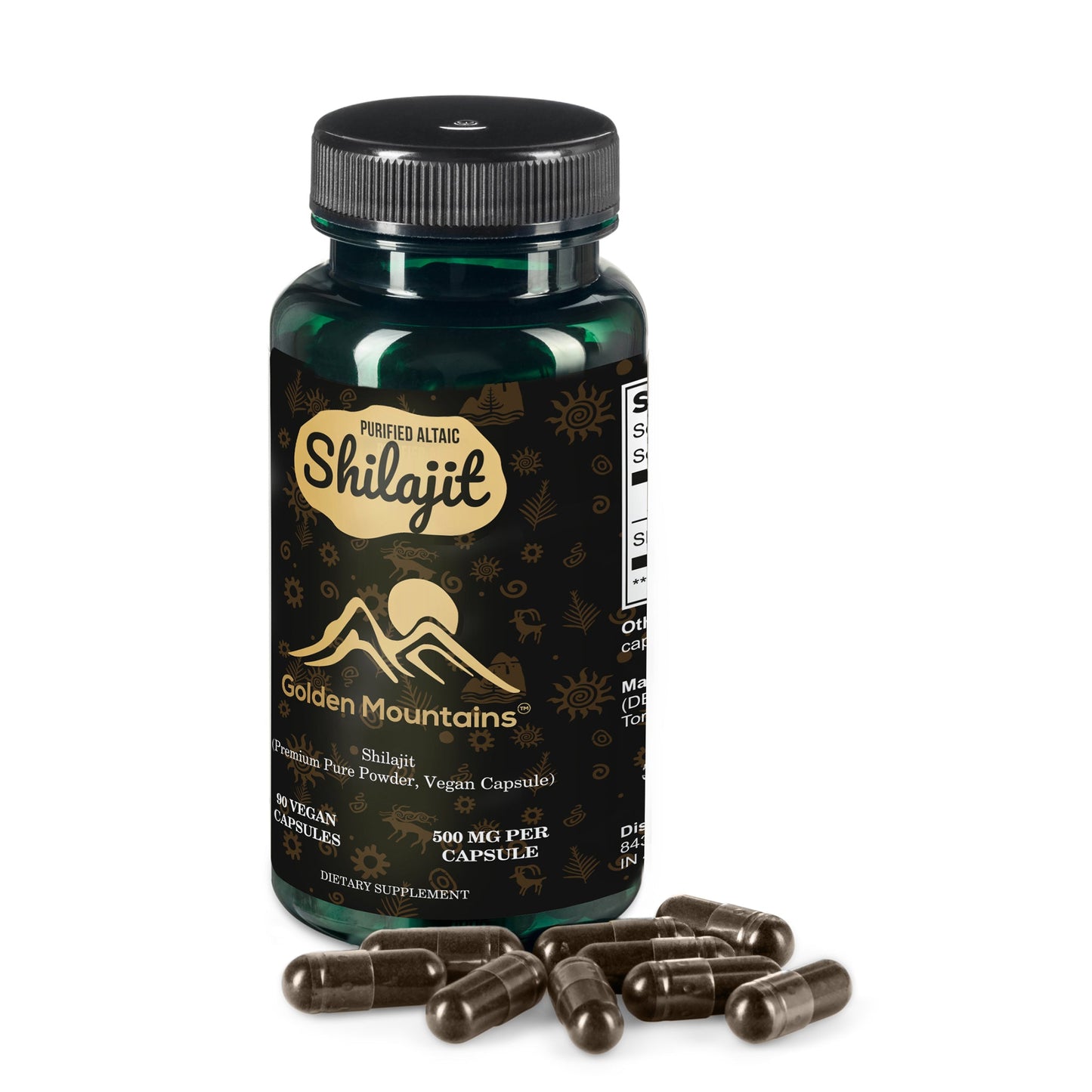 Golden Mountains Shilajit Vegan Capsules – 500mg | 90 Count