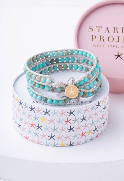 Joy Turquoise Starfish Pendant Wrap Bracelet by Starfish Project