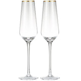 Berkware Tall Champagne Flutes with Gold tone Rim