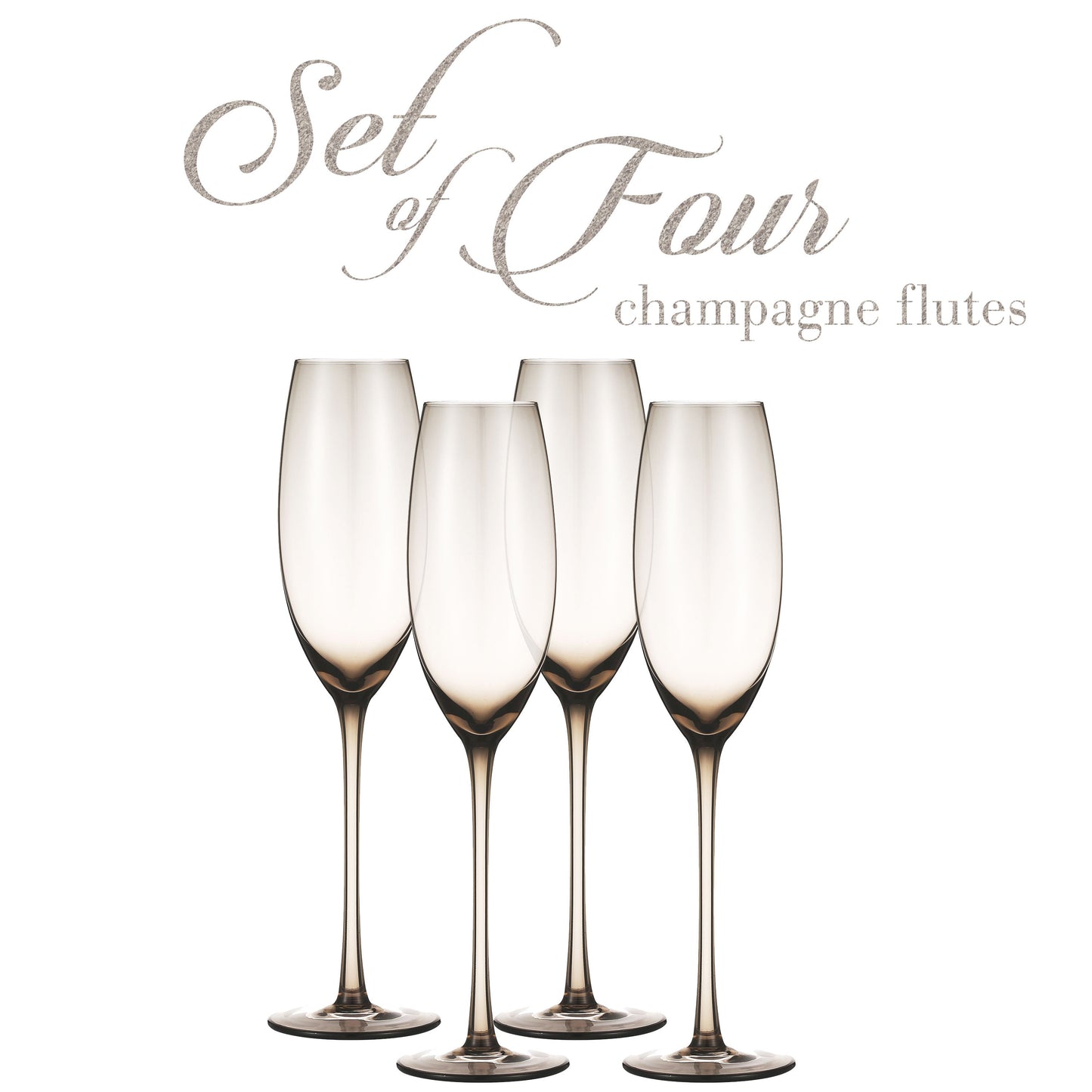 Berkware Luxurious and Elegant Sparkling Colored Glassware - Champagne Flutes - Set of 4