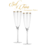Berkware Twisted Stem Champagne Glass with Gold tone Rim, Set of 2